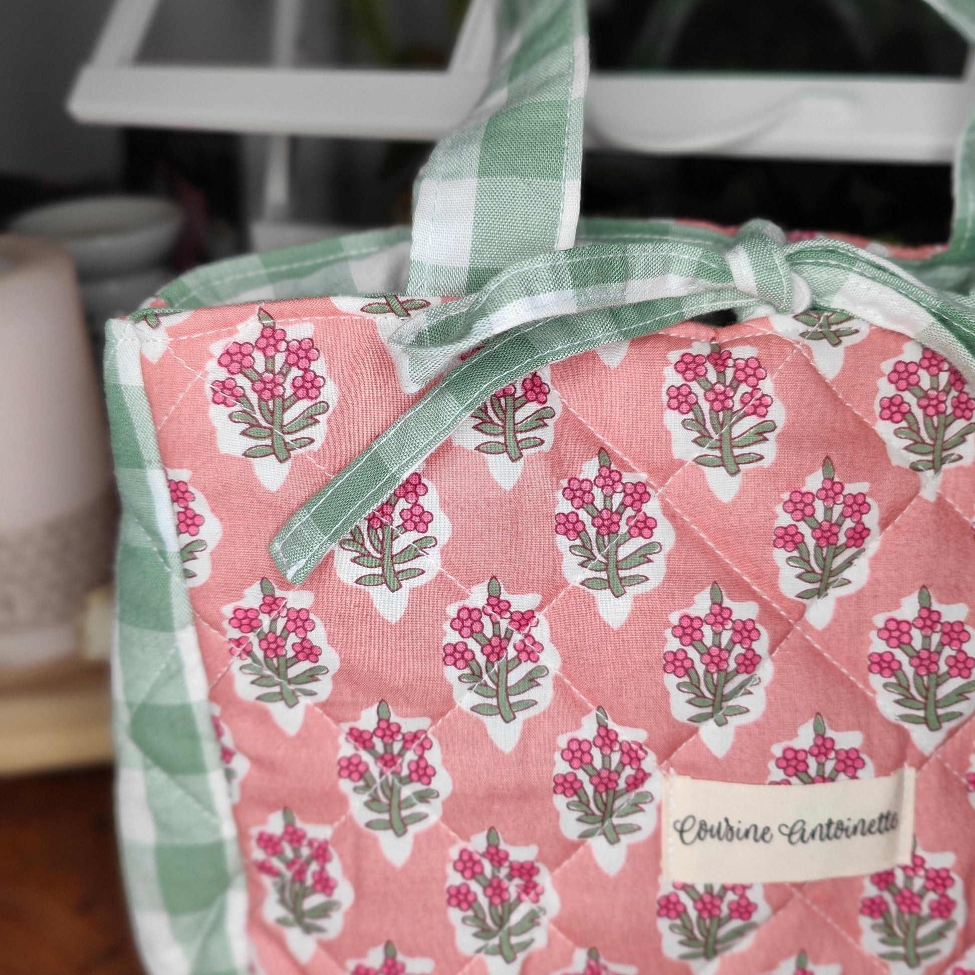 Intérieur sac Emilien Bouquet Rouge avec doublure coton coordonnée et poche zippée - Cousine Antoinette
