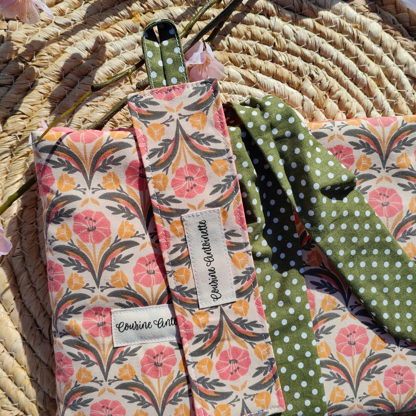 Marque-page Matcha verso saumon, s'accorde avec housse livre Matcha

