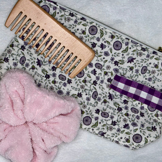 Pochette Colette Prairie 24x15x7 cm pour essentiels beauté et accessoires, pièce unique fait main
