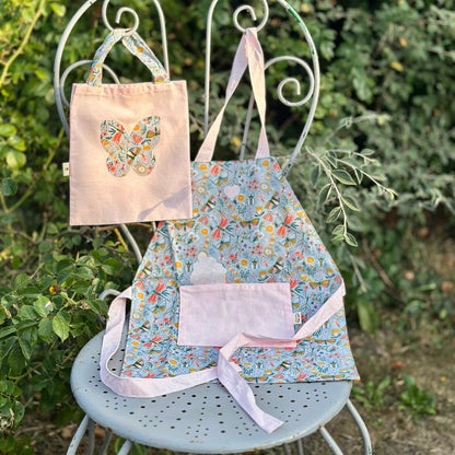 Tablier enfant motif Papillon - En coton Oeko-Tex
