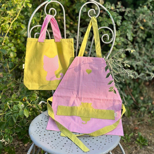 Tablier enfant motif Chacha - Réversible en coton Oeko-Tex
