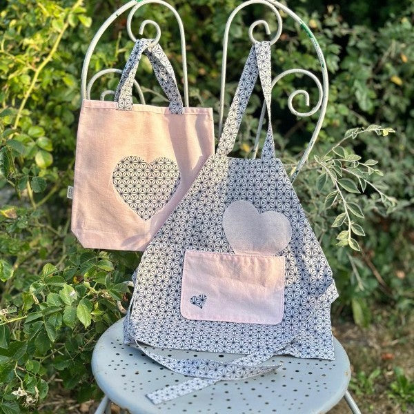 Tote bag enfant motif Cœur 25x26 cm - En coton Oeko-Tex
