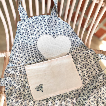 
Tablier enfant motif Cœur - Réversible en coton Oeko-Tex
