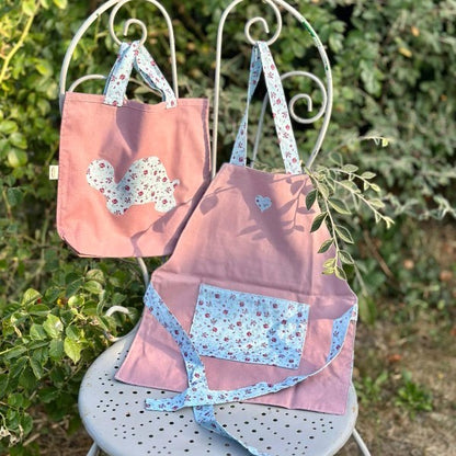 Tablier enfant motif Fleurette - Réversible en coton Oeko-Tex
