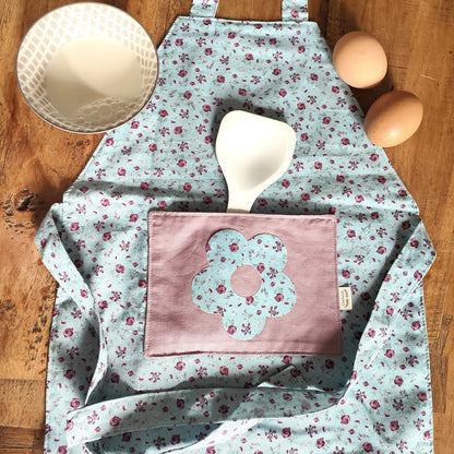 Tablier enfant motif Fleurette - Réversible en coton Oeko-Tex
