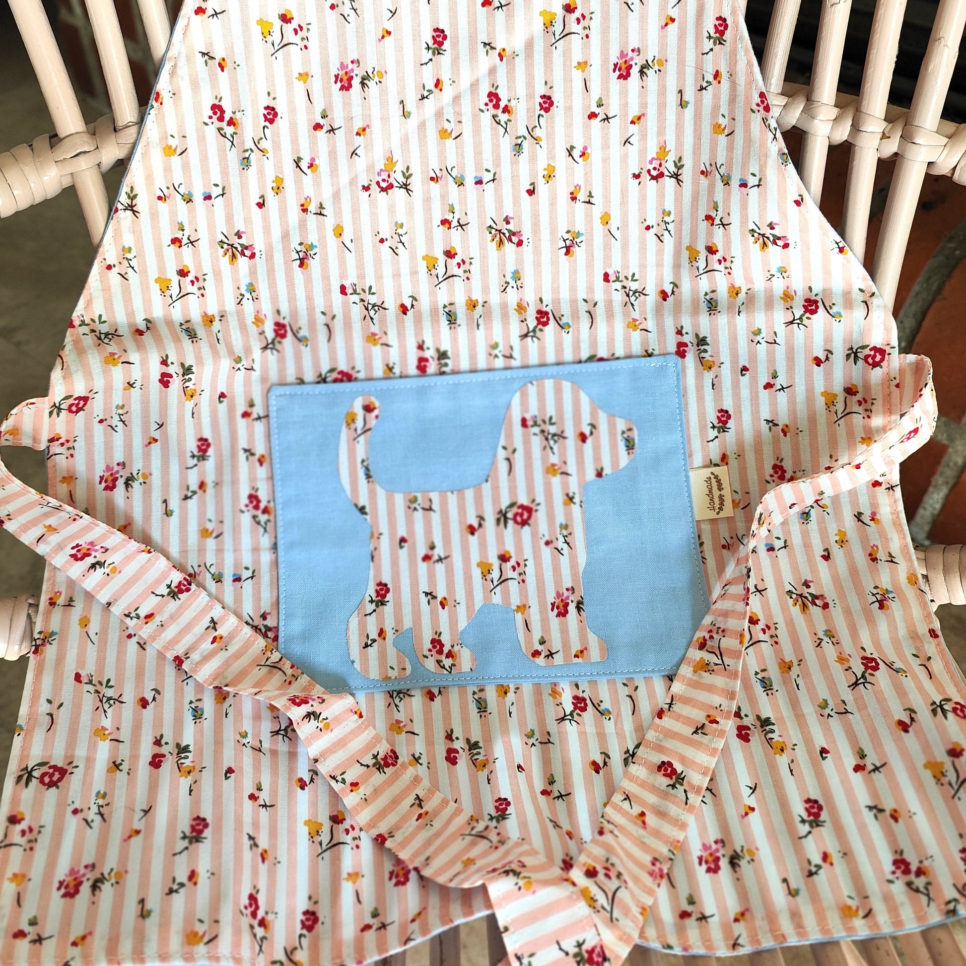 Tablier enfant motif Wouf - Réversible en coton Oeko-Tex