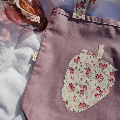 Tote bag enfant motif Fraise 25x26 cm - En coton Oeko-Tex
