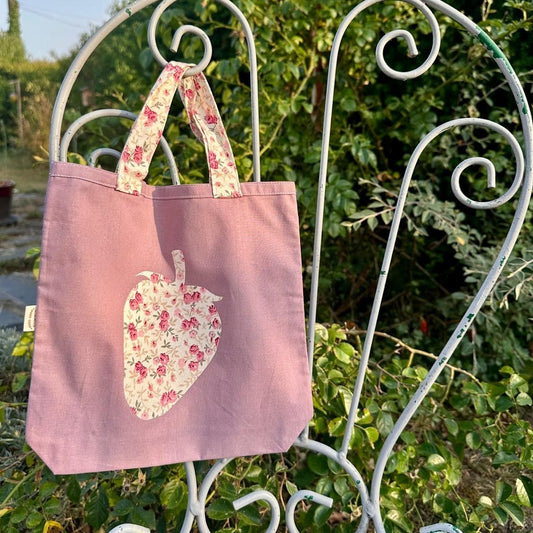 Tote bag enfant motif Fraise 25x26 cm - En coton Oeko-Tex
