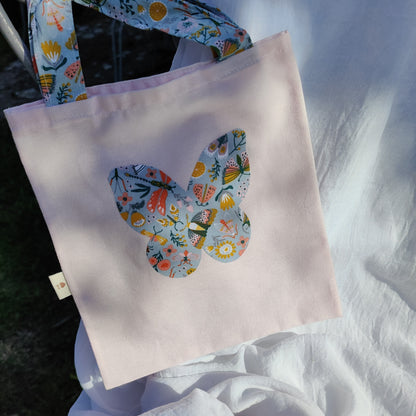Tote bag enfant motif Papillon 20x22 cm - En coton Oeko-Tex
