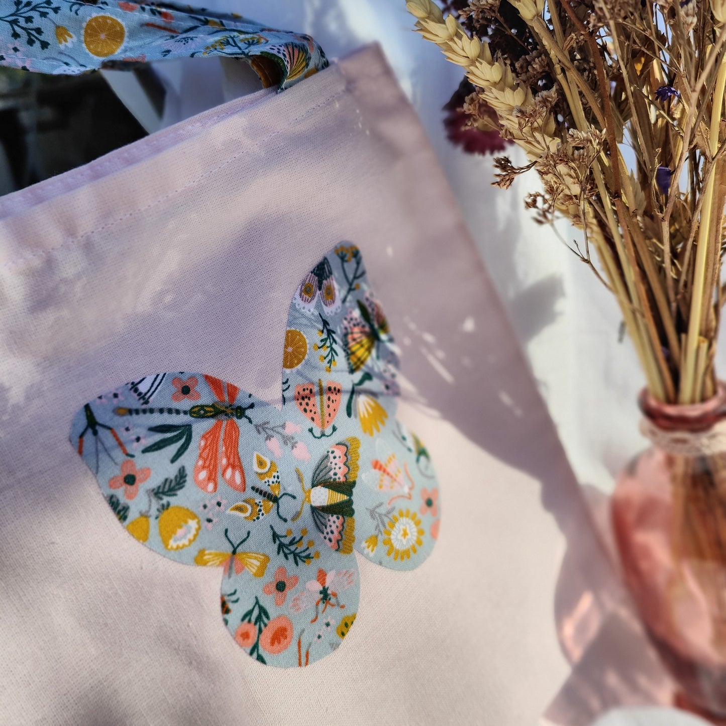 Tote bag enfant motif Papillon 20x22 cm - En coton Oeko-Tex
