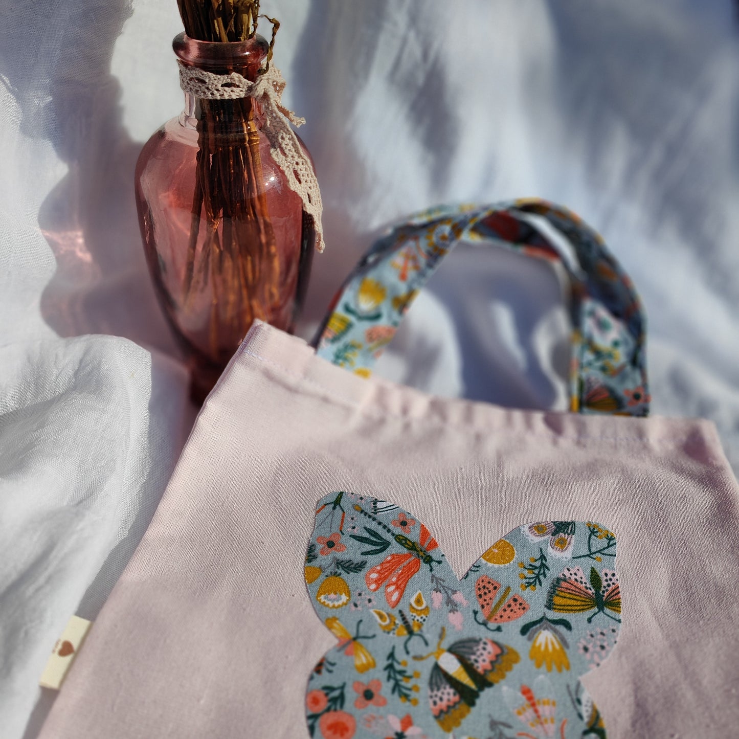 Tote bag enfant motif Papillon 20x22 cm - En coton Oeko-Tex
