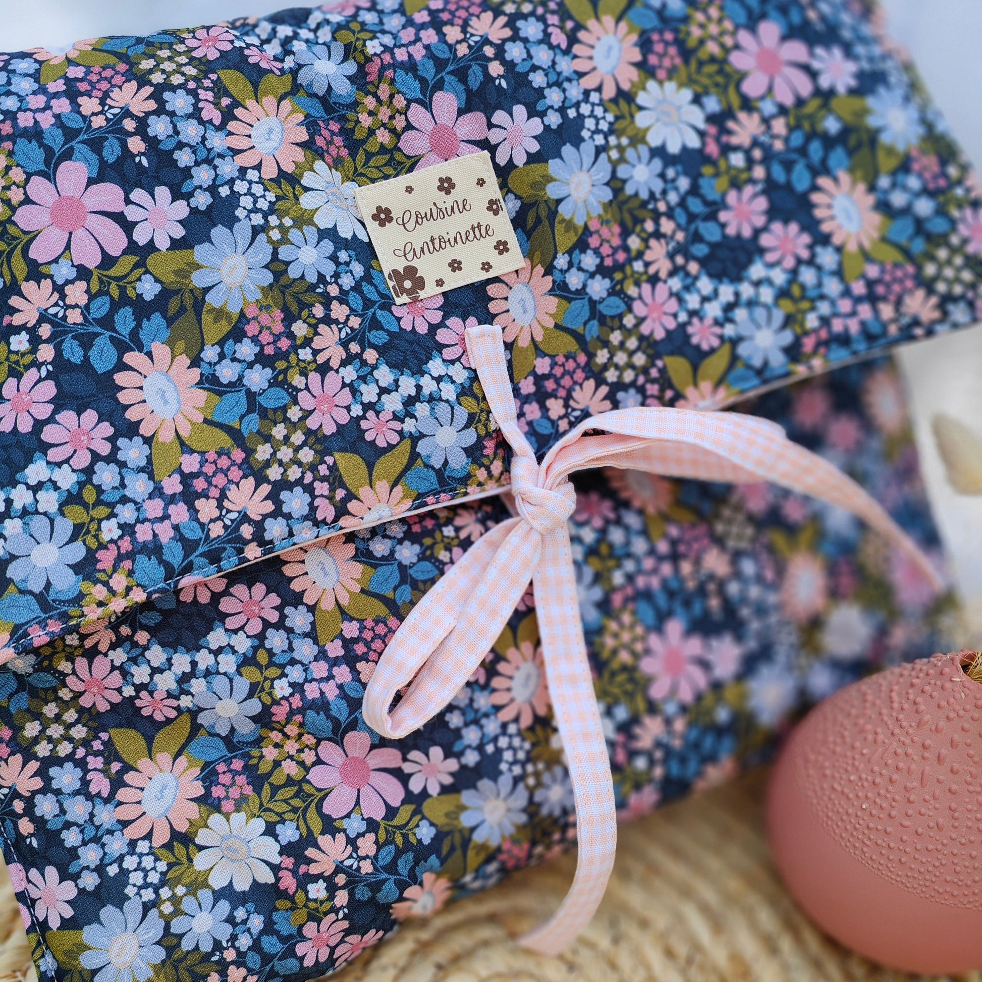 Housse ordinateur portable artisanale motif Floret - Vue de face - Cousine Antoinette
