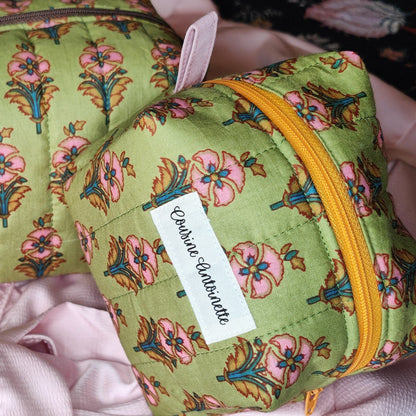Trousse de toilette mini Mahal motif indien fait main en France coton Oeko-Tex