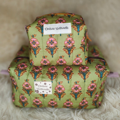 Trousse de toilette mini Mahal motif indien fait main en France coton Oeko-Tex