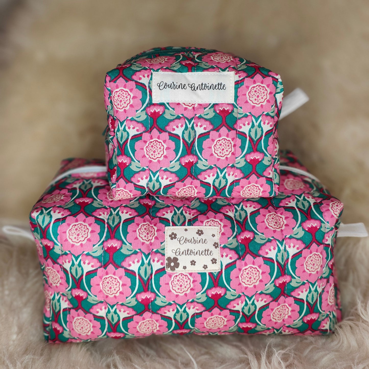 Trousse de toilette mini Bonbon motif coloré fait main en France coton Oeko-Tex
