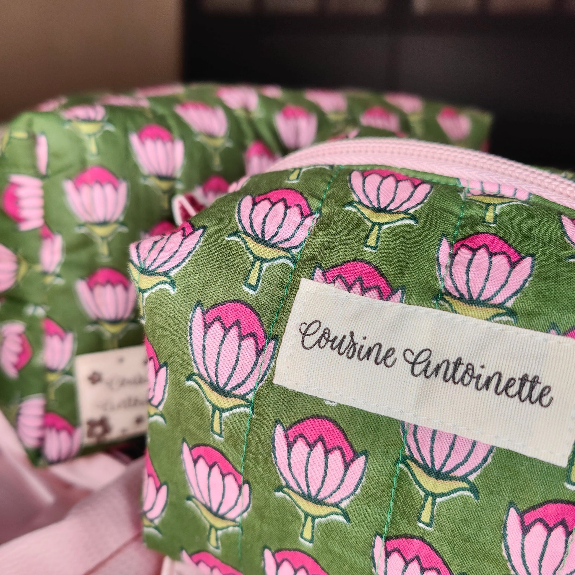 Trousse de toilette mini Indi motif indien fait main en France coton Oeko-Tex