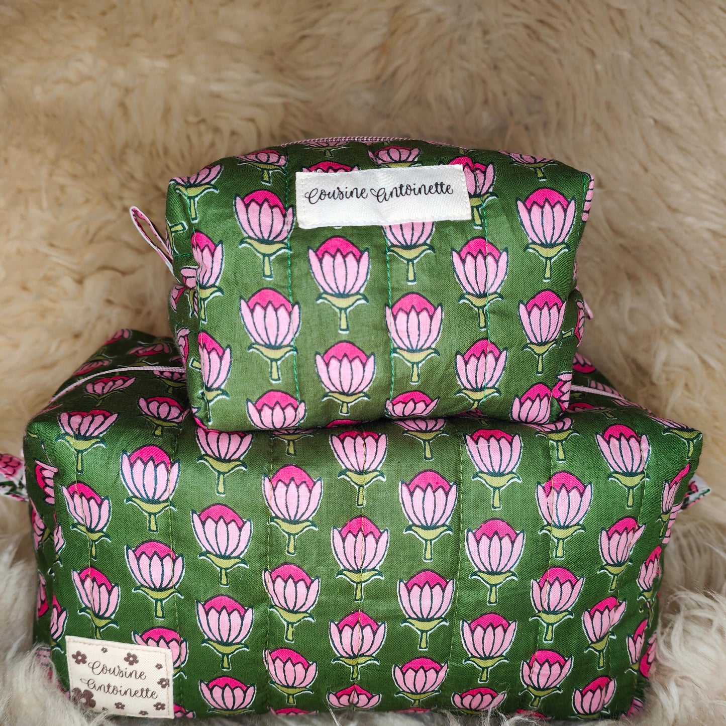 Trousse de toilette mini Indi motif indien fait main en France coton Oeko-Tex