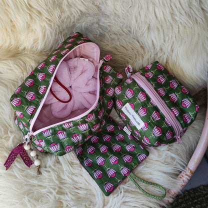 Détail fermeture éclair grande trousse de toilette Indi artisanale française