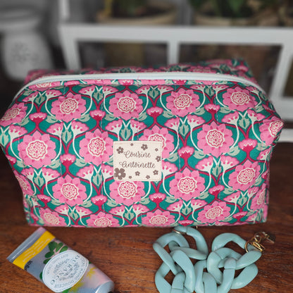 Trousse de toilette grande Bonbon motif coloré fait main en France coton Oeko-Tex