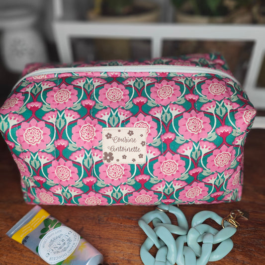 Trousse de toilette grande Bonbon motif coloré fait main en France coton Oeko-Tex