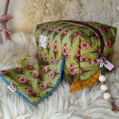 Détail fermeture éclair grande trousse de toilette Mahal artisanale française