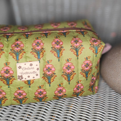 Trousse de toilette grande Mahal motif indien fait main en France coton Oeko-Tex
